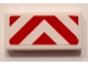 Part No: 3069pb0496  Name: Tile 1 x 2 with Red and White Danger Stripes (Red Corners) Pattern (Sticker) - Set 60101