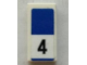 Part No: 3069pb0646  Name: Tile 1 x 2 with Black Number 4 and Blue Rectangle Pattern (Sticker) - Set 75873