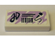 Part No: 3069pb0654  Name: Tile 1 x 2 with Medium Lavender Swirl Background and Black 'JD', Barcode and Microphone Pattern (Sticker) - Set 41342