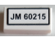 Part No: 3069pb1077  Name: Tile 1 x 2 with 'JM 60215' Pattern (Sticker) - Set 60215