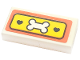 Part No: 3069pb1142  Name: Tile 1 x 2 with White Bone, Black Hearts and Outline on Yellow Background with Coral Border Pattern (Sticker) - Set 41738