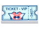 Part No: 3069pb1214  Name: Tile 1 x 2 with Light Aqua Ticket with Tear Stub, Dark Blue 'TICKET VIP' and '0407' and Ley-La Mini Doll Silhouette with Coral Hair Pattern