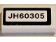 Part No: 3069pb1237  Name: Tile 1 x 2 with 'JH60305' Pattern (Sticker) - Set 60305