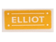 Part No: 3069pb1250  Name: Tile 1 x 2 with 'ELLIOT' on Bright Light Orange Background Pattern (Sticker) - Set 41691