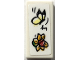 Part No: 3069pb1377  Name: Tile 1 x 2 with Bright Light Yellow Butterfly and Bright Light Orange and Red Flower Drawing Pattern (Sticker) - Set 41757