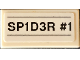 Part No: 3069pb1379  Name: Tile 1 x 2 with Black 'SP1D3R #1' and Light Bluish Gray Lines Pattern (Sticker) - Set 76174