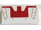 Part No: 3069px47  Name: Tile 1 x 2 with Red and Light Gray Mini Jedi Starfighter Pattern