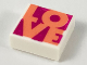 Part No: 3070pb147  Name: Tile 1 x 1 with Coral 'LOVE' on Magenta Background Pattern