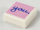 Part No: 3070pb149  Name: Tile 1 x 1 with Blue 'you.' Script on Bright Pink Background Pattern