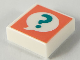 Part No: 3070pb156  Name: Tile 1 x 1 with Dark Turquoise Question Mark in Speech Bubble on Coral Background Pattern