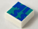 Part No: 3070pb157  Name: Tile 1 x 1 with Blue 'MISS' on Dark Turquoise Background Pattern