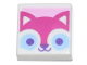 Part No: 3070pb184  Name: Tile 1 x 1 with Magenta Cat Face with Bright Light Blue and Dark Purple Eyes on Bright Pink Background Pattern