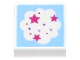 Part No: 3070pb190  Name: Tile 1 x 1 with Cloud with Magenta Stars on Bright Light Blue Background Pattern