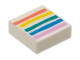 Part No: 3070pb236  Name: Tile 1 x 1 with Coral, Yellow, Dark Turquoise, Dark Azure, and Bright Pink Rainbow Stripes Pattern