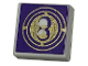 Part No: 3070pb292  Name: Tile 1 x 1 with Gold Hourglass and Circles on Dark Purple Background Pattern (HP Time Turner)