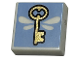 Part No: 3070pb295  Name: Tile 1 x 1 with Gold Key with Wings on Bright Light Blue Background Pattern (HP Winged / Flying Key)