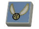 Part No: 3070pb298  Name: Tile 1 x 1 with Gold Ball with Wings on Bright Light Blue Background Pattern (HP Golden Snitch)