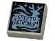 Part No: 3070pb319  Name: Tile 1 x 1 with 'EXPECTO PATRONUM', Bright Light Blue Wispy Stag with Antlers, Dots and Sparkle on Black Background Pattern