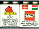 Part No: 31110pb041  Name: Duplo, Brick 2 x 2 x 2 with Lego Logo, Duplo Logo, Danish and Hungarian Flag Pattern - Lego Factory Hungary Promotional (Version with Postal Address)