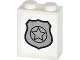 Part No: 3245cpb024  Name: Brick 1 x 2 x 2 with Inside Stud Holder with Silver Police Badge Pattern (Sticker) - Sets 60044 / 60046