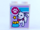 Part No: 3245cpb100  Name: Brick 1 x 2 x 2 with Inside Stud Holder with Dog, Paw Print, and Stars in Food Bowl Pattern (Sticker) - Set 41323