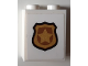 Part No: 3245cpb211  Name: Brick 1 x 2 x 2 with Inside Stud Holder with Gold and Copper Police Badge Pattern (Sticker) - Set 60143