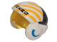 Part No: 33648c01pb01  Name: Minifigure, Headgear Helmet SW Rebel Pilot Raised Front with Trans-Yellow Visor with Yellow Diagonal Stripes, PDG Back and Alien Letters Pattern
