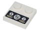 Part No: 33909pb008  Name: Tile, Modified 2 x 2 with Studs on Edge with Vehicle Dashboard with 3 Round White Gauges and Warning Lights Pattern (Sticker) - Set 70840