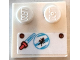 Part No: 33909pb023  Name: Tile, Modified 2 x 2 with Studs on Edge with Coral and Medium Azure Pipette Dropper and Ant on Petri Dish Pattern (Sticker) - Set 41717