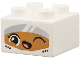 Part No: 3437pb138  Name: Duplo, Brick 2 x 2 with Seat Belts, Medium Nougat Face with Black Eyes, Wink, Lopsided Open Mouth with Coral Tongue and Silver Visor Pattern
