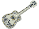 Part No: 3515pb01  Name: Minifigure, Utensil Musical Instrument, Guitar Acoustic with Tuning Knobs with Silver Strings, Skull and Dark Blue and Gold Ornaments Pattern