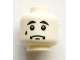 Part No: 3626bpb0915  Name: Minifigure, Head Male Black Thick Eyebrows, White Pupils, Sad with Tear Pattern - Blocked Open Stud