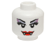 Part No: 3626cpb1404  Name: Minifigure, Head Alien Female Vampire with Red Lips, Fangs, and Lavender and Medium Lavender Eye Shadow Pattern - Hollow Stud