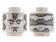 Part No: 3626cpb2865  Name: Minifigure, Head Alien Robot with Light Bluish Gray Panels, Silver Lines, and Orange Jewel on Forehead Pattern - Hollow Stud