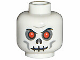 Part No: 3626pb0269  Name: Minifigure, Head Skull with Red Eyes, Dark Bluish Gray Eye Shadow, Light Bluish Gray Cheek Lines, Black Mouth and Nostrils, Furrowed Brow, Evil Grin Pattern
