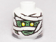 Part No: 3626pb0504  Name: Minifigure, Head Alien Mummy with Sand Green Face, Wrappings, and Yellow Eyes Pattern