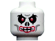 Part No: 3626pb0525  Name: Minifigure, Head Skull Red Eyes and Mouth Outline, Light Bluish Gray Cheek Lines, Furrowed Brow, Evil Grin Pattern
