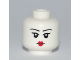 Part No: 3626pb0536  Name: Minifigure, Head Female Black Eyebrows, Red Small Lips, White Pupils Pattern