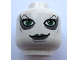 Part No: 3626pb0550  Name: Minifigure, Head Female Dark Bluish Gray Thin Eyebrows, Eye Shadow and Lips, Black Eyelashes, Large Green Eyes, Light Bluish Gray Cheek Lines and Chin Dimple, Wide Lopsided Grin Pattern