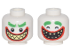 Part No: 3626pb1744  Name: Minifigure, Head Dual Sided Bushy Green Eyebrows, Thick Red Lips, Bright Light Yellow Sharp Teeth, Wide Open Mouth Smile, Teeth Together / Teeth Parted Pattern (The Joker)