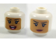 Part No: 3626pb1944  Name: Minifigure, Head Dual Sided Female Balaclava with Medium Nougat Face, Black Eyebrows, Eyelashes, Beauty Mark, Dark Red Lips, Open Mouth Smile with Top Teeth and Bright Pink Tongue / Lopsided Grin Pattern