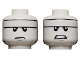 Part No: 3626pb2719  Name: Minifigure, Head Dual Sided White Headband, Gray Chin Dimple, Frown / Angry Pattern (Batman)