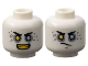 Part No: 3626pb3643  Name: Minifigure, Head Dual Sided Black Eyebrows, Yellow Right Eye, Bright Light Blue Left Eye, Light Bluish Gray Eye Shadow and Spots, Open Mouth Smile with Teeth / Determined Pattern