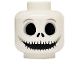 Part No: 3626pb3710  Name: Minifigure, Head Skull Large Black Eyes, Nostrils and Very Wide Mouth with Light Bluish Gray Ends Pattern
