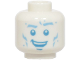 Part No: 3626pb3814  Name: Minifigure, Head Bright Light Blue Eyebrows, Spots and Broken Cheek Lines, Medium Blue Eyes and Chin Dimple, Open Mouth Smile with Top Teeth Pattern