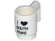 Part No: 3899pb005  Name: Minifigure, Utensil Cup with Black 'I' Heart 'SOUTH PAWS' Pattern