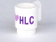 Part No: 3899pb007  Name: Minifigure, Utensil Cup with Dark Purple and Medium Lavender 'I' Heart 'HLC' Pattern