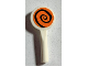 Part No: 3900pb05  Name: Minifigure, Utensil Signal Paddle with Dark Purple Spiral on Orange Background Pattern (Sticker) - Set 75978