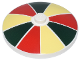 Part No: 3960pb072  Name: Dish 4 x 4 Inverted (Radar) with Solid Stud with Dark Green, Red, and Bright Light Yellow Stripes Pattern
