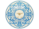 Part No: 3961pb17  Name: Dish 8 x 8 Inverted (Radar) - Solid Studs with Blue Flower Petals, Dots and Circle Border Pattern